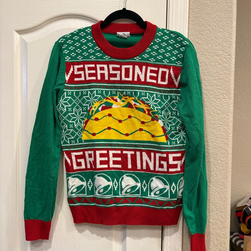 Taco Bell “Seasoned Greetings” Christmas Sweater, Small
